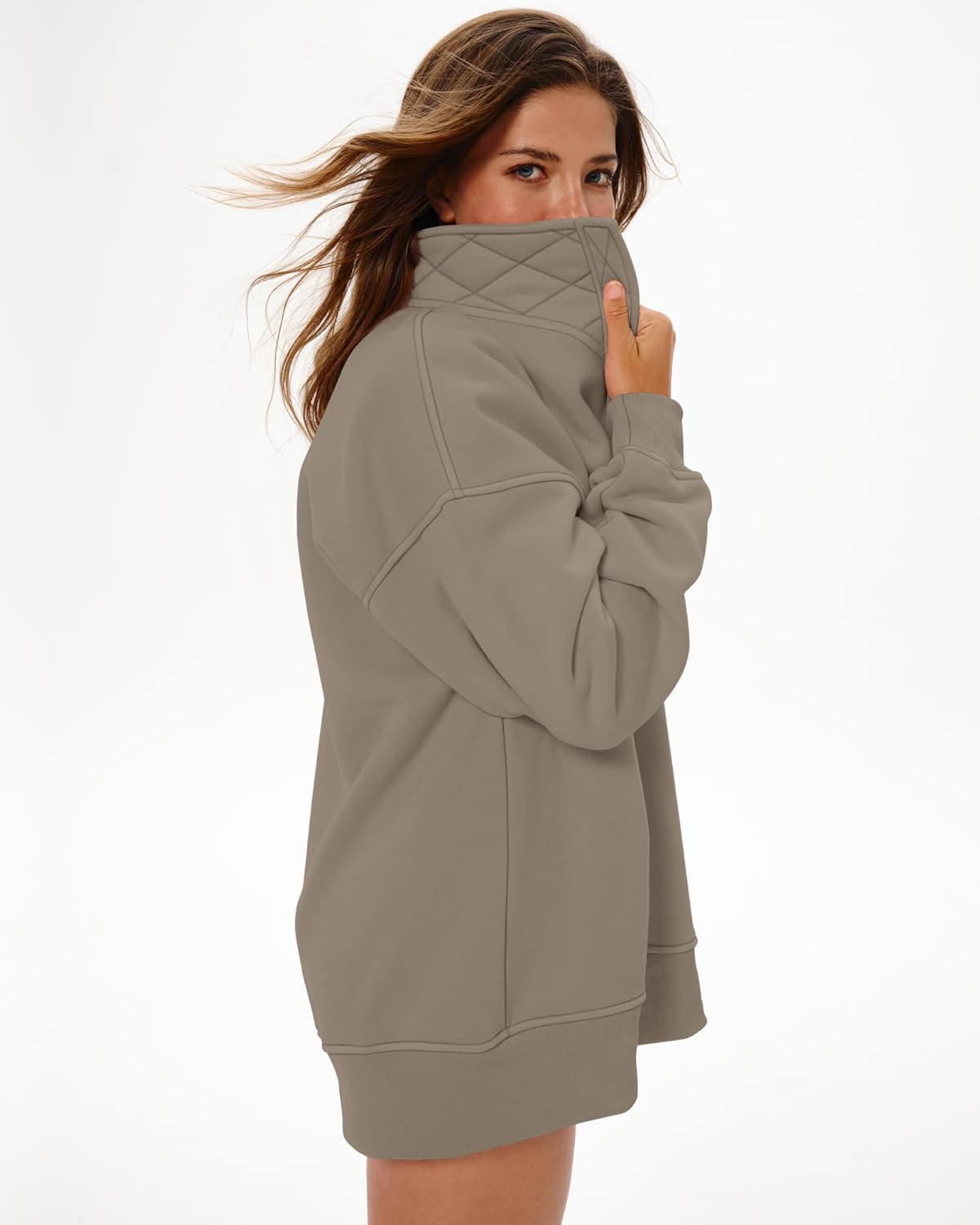 Locachy Women's Henley Neck Button Oversized Sweatshirt Casual Long Sleeve Pullover Tops 2026 Fashion Outfits Clothes - Image 7