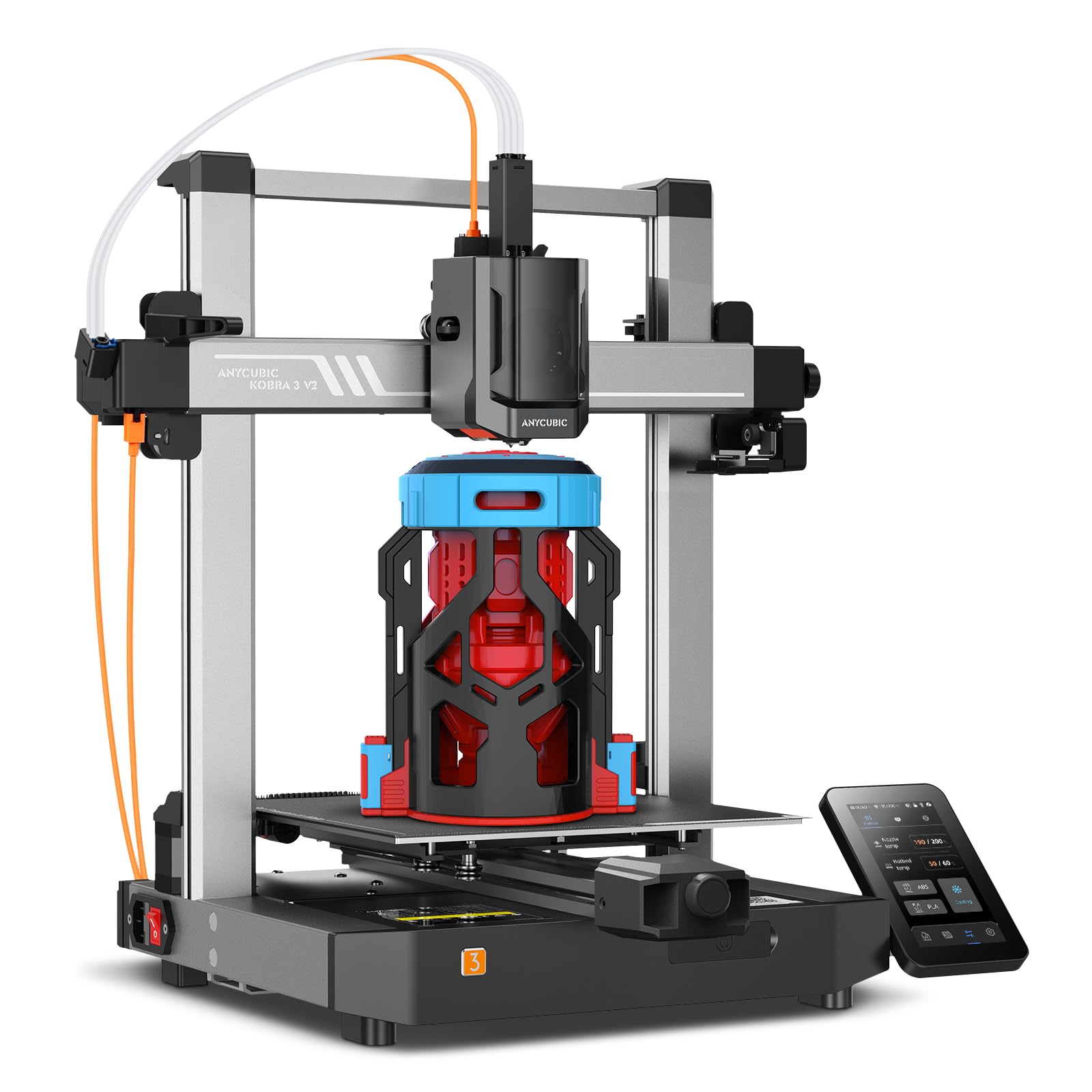 ANYCUBIC Kobra 3 V2 Stampante 3D, Supporta la Stampa 4/8 Multicolore, Telecamera 720p per il Monitoraggio, Livellamento Automatico Migliorato e Ugello Potenziato per Stampe più Grandi