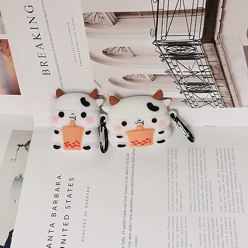 Miniatura 5 de Funda compatible con AirPods 2/1 Boba Cow, hombres y mujeres, funda protectora de silicona para AirPod de vaca, divertida funda Kawaii de dibujos