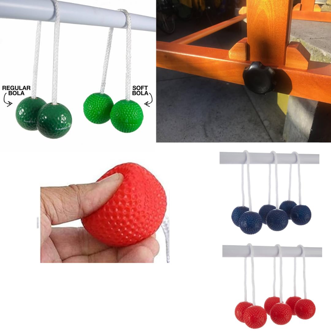 Uber Games Original 2024 Leitergolf Spiel - Profi Top Qualität Leiterspiel Wurfspiel - Jetzt Unzerbrechliche Stangen - Luxustaschen mit offizielle Soft Bolas (Blau und rot)
