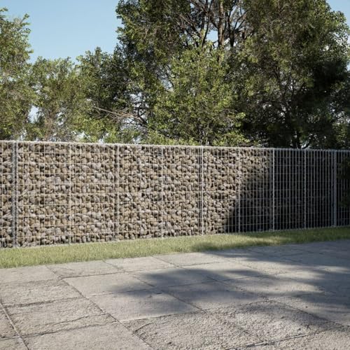 Gecheer Cesta de gaviones con Cubierta Hierro galvanizado 400x50x100 cm,Gaviones De Piedra Decorativos Gaviones para Jardinería Paisajismo