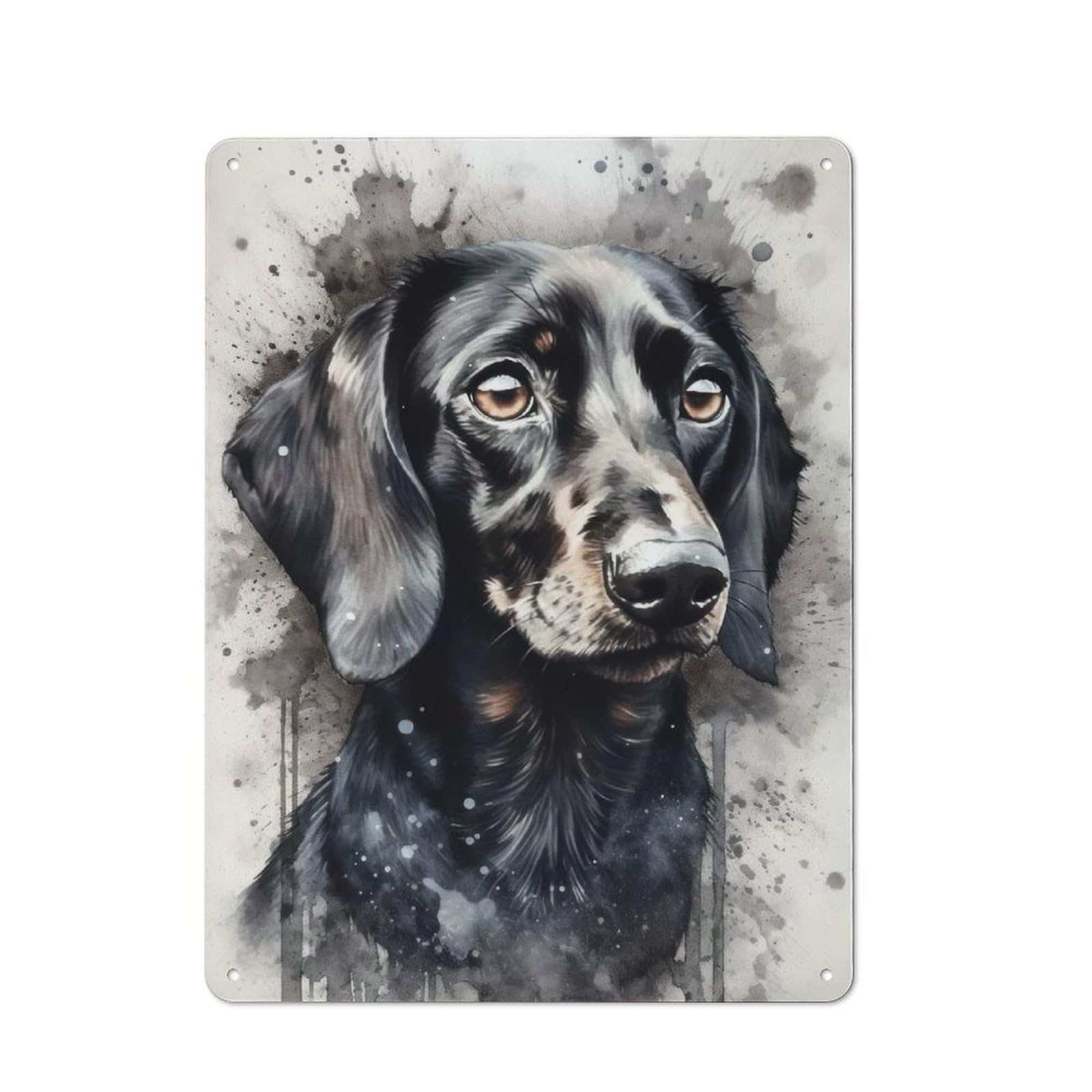 Junmoney Dachshund Dog Black Ink Metal Sign 40X30cm With For Pub Or Café, Retro Decor, For Cooler-Month Interiors With Retro Character