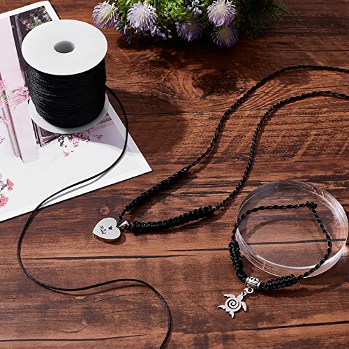 SUNNYCLUE 1 Roll 70m 76.55 Yards Black Satin Rattail Cord 1mm Silk Trim Cord Beading String Nylon Thread for Bracelets Chinese Knotting Sewing Braided Necklace Lanyard Macrame Keychain Kumihimo Craft - Image 4
