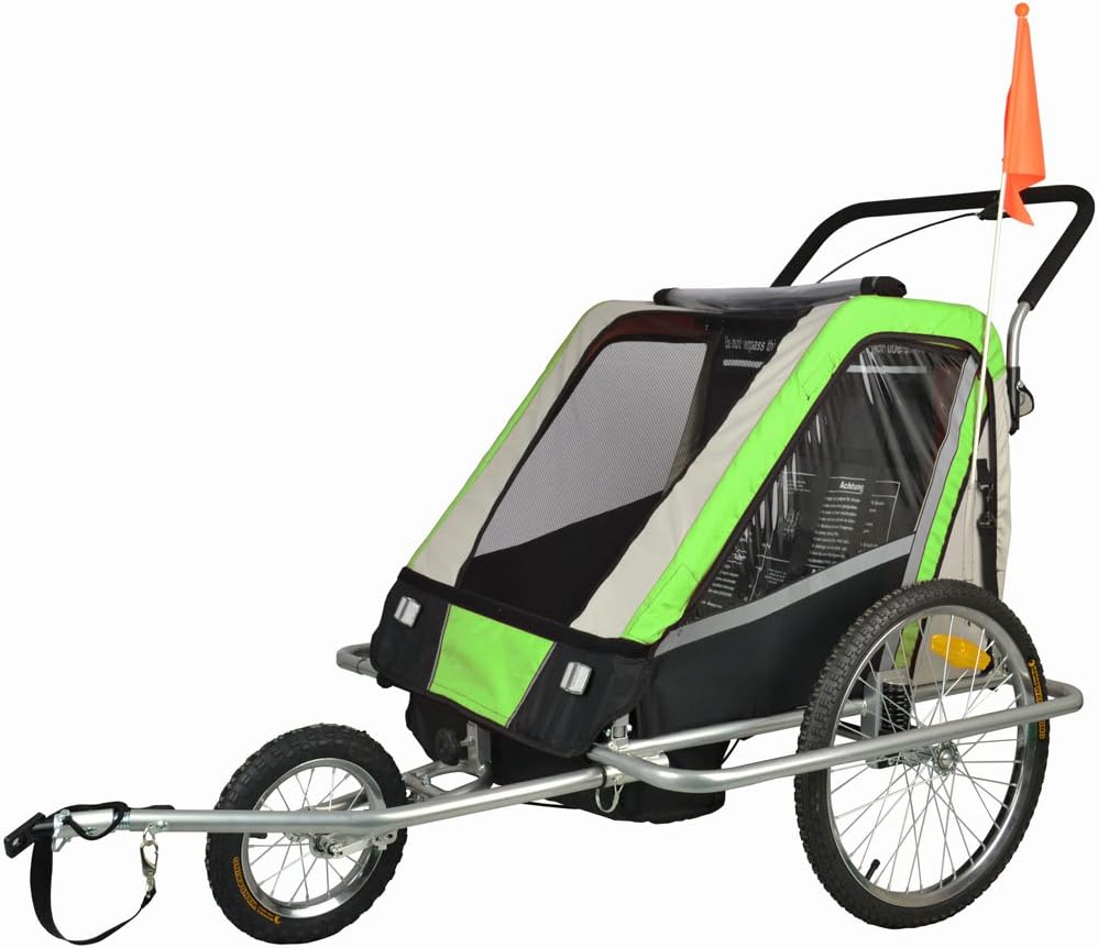 Suspension Children Bicycle Trailer & Jogger Combo Green 50304。