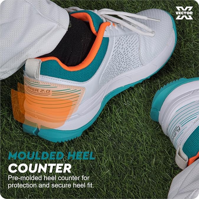 KNK Vector Striker Pro Cricket Shoes – Indoor & Outdoor Rubber Spike Sports Shoes for Cricket & Hockey – Lightweight with Midfoot Support, Cushioned Ankle Collar & Durable PU Upper 5