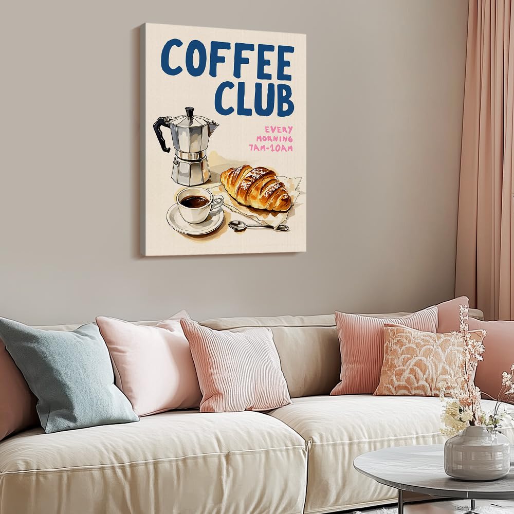 Trendige Küchen-Wandkunst, Mokkakanne, Kaffee, Pasta-Liebhaber, Wein, Käse, Retro-Lebensmitteldrucke, Kaffee-Poster für Esszimmer, Bar, Café, Dekor (SKU1, 40 x 50 cm, gerahmt (verpackte Leinwand)