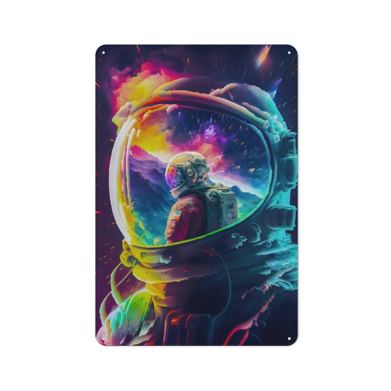 Junmoney Astronaut In Mountains 2 Game Room Tin Wall Sign, Wall Decor For Office, Study, Game Room Or Hobby Space, 30X20cm