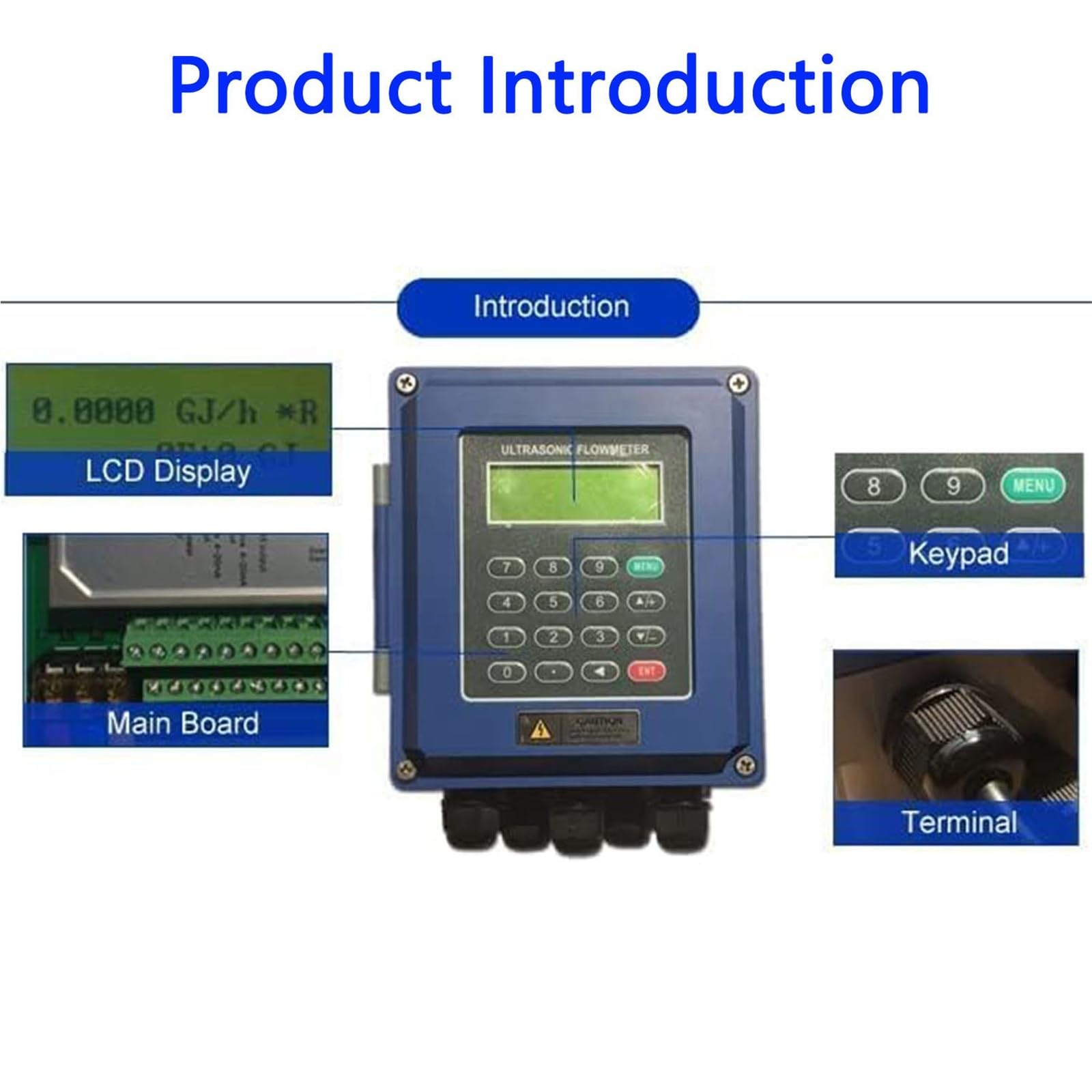 Medidor de flujo ultrasónico para agua líquida, pantalla LCD, con transductores de abrazadera DN15-6000 mm, medición precisa para un control de flujo eficiente