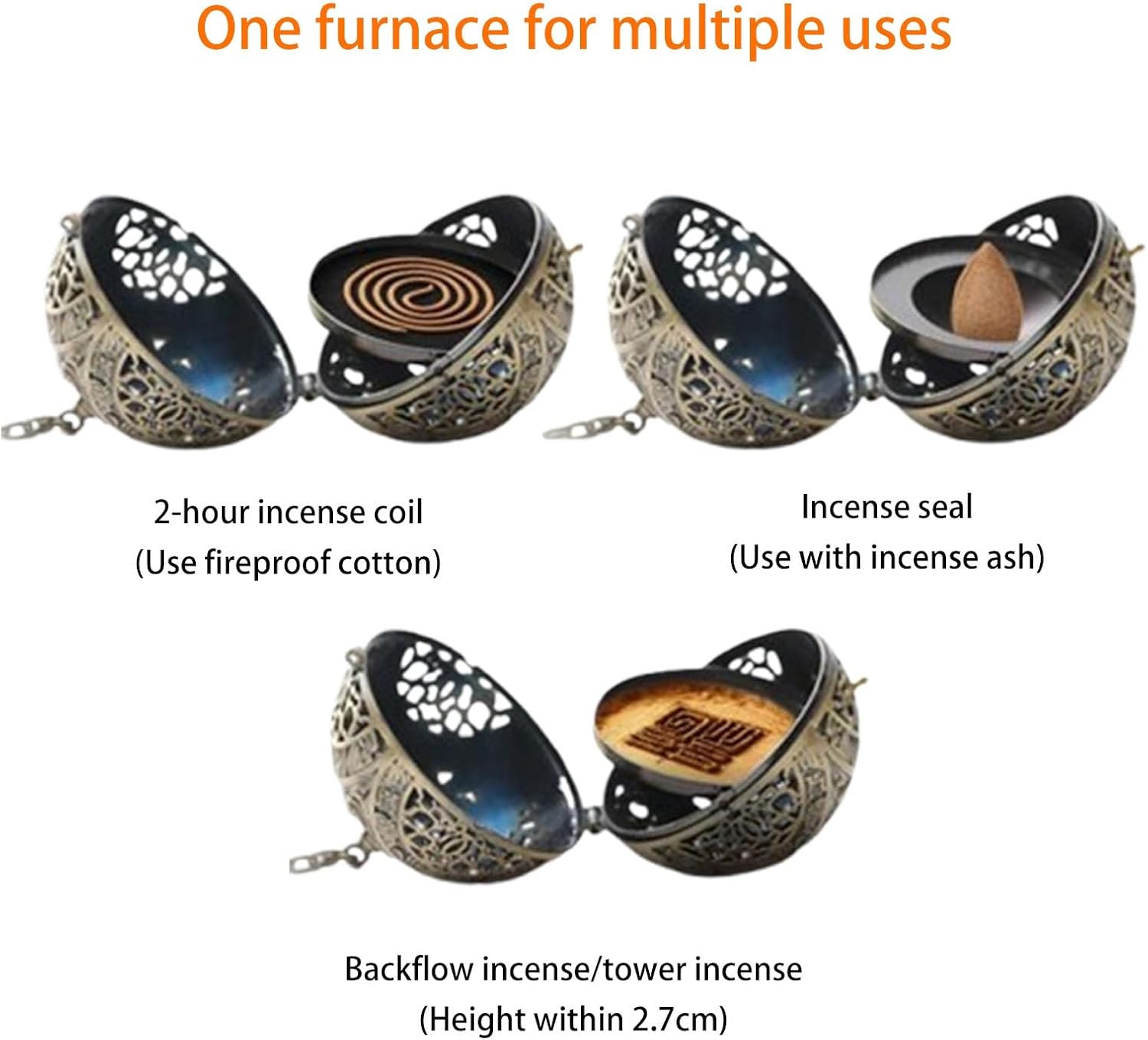 Hanging Incense Burner, Vintage Alloy Incense Holder with Incense, Anti-ash Incense Burner for Yoga Spa Aromatherapy Home Decor