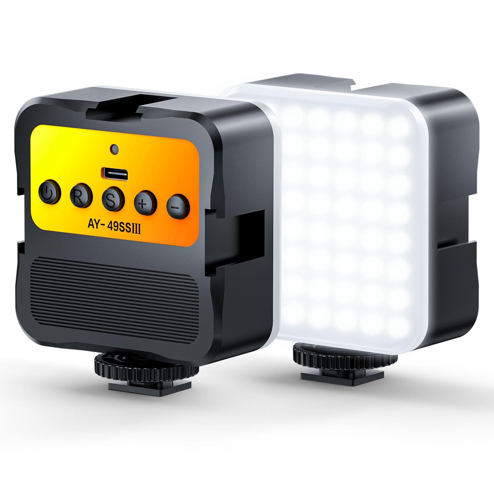 Lampe pour appareil photo avec support à sabot froid : Lumière vidéo LED couleur - 3200K-5600K+CRI95 Lampe pour appareil photo rechargeable, 3 supports à sabot froid pour DSLR/GoPro/Sony/Canon