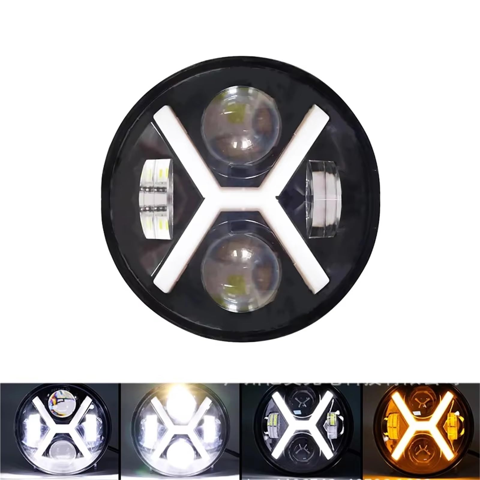 MESKEL Fari Anteriori Moto per Dyna per Softail per Sportster Moto 5,75 Pollici Faro A LED Tipo X con Fascio Alto/anabbagliante