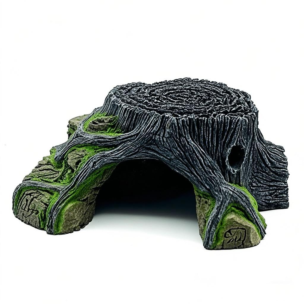 Rettile Nascondere Grotta Tartaruga Piattaforma Pesce Gamberetti Nascondi Acquario Rettile Terrario Nascondere Decorazione per Lucertole Tartarughe Pesci. (C)