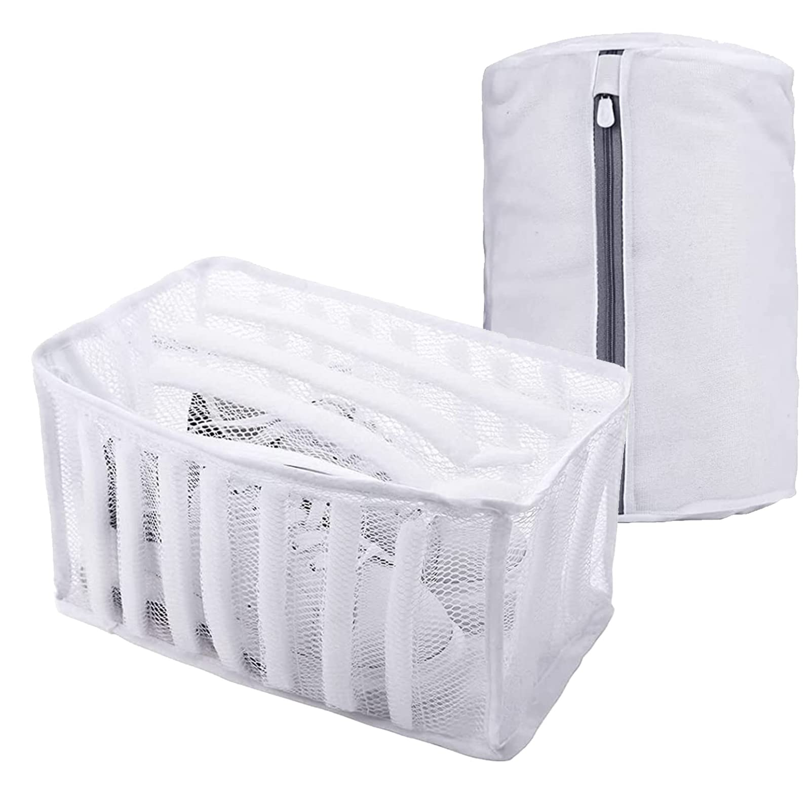 Bowinr2 Pack Shoes Wash Bags for Washing Machine, Mesh Sneaker Laundry Bags with Zipper and Protector for All Delicates, Portable Travel Organization Washing Net Dryer Bags