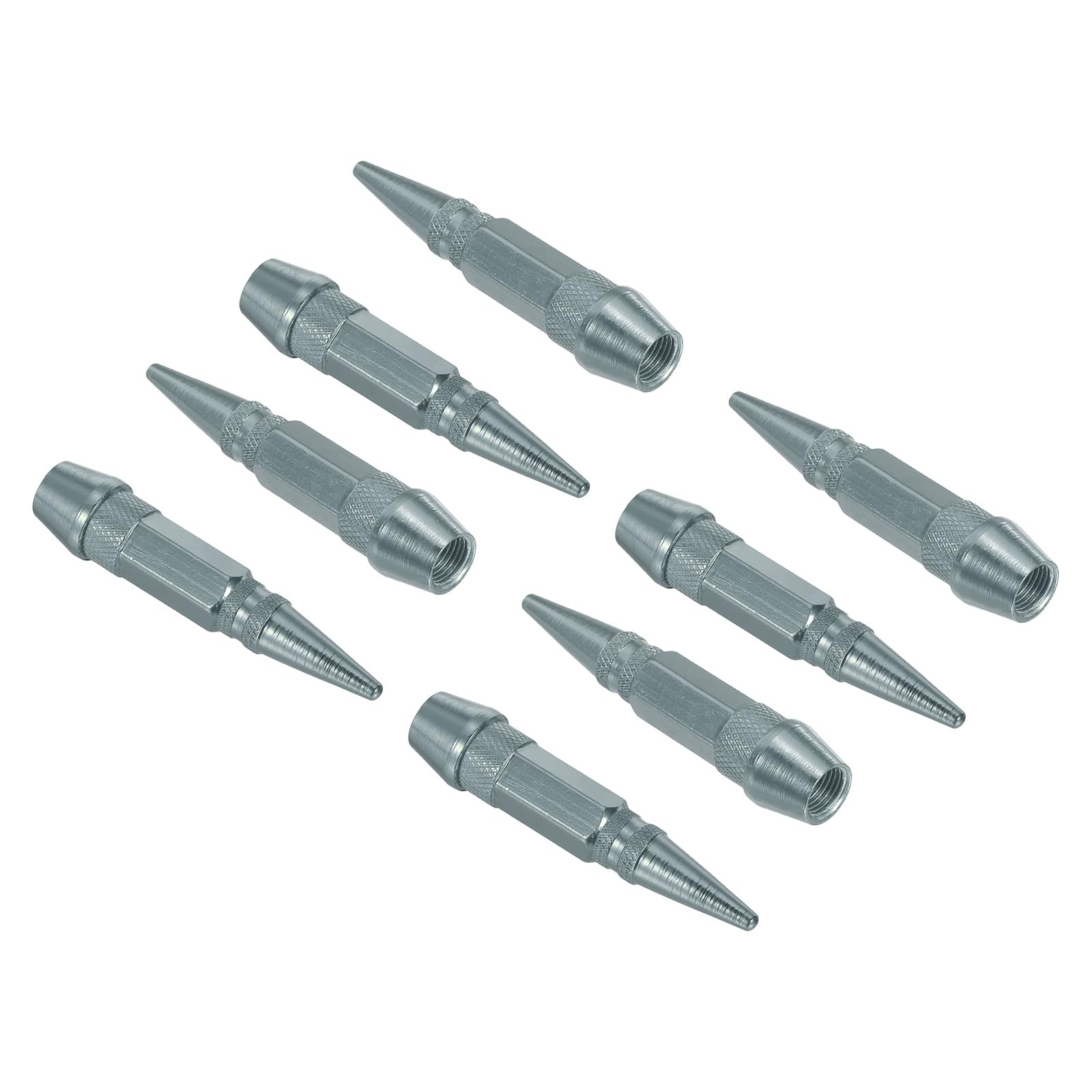 PATIKIL Spiked Shape Tire Valve Stem Caps 60mm, 8 Pcs Aluminum Alloy Car Wheel Valve Cap Universal Dustproof Tire Valve Covers for Car Bike Motorcycle Truck, Grey