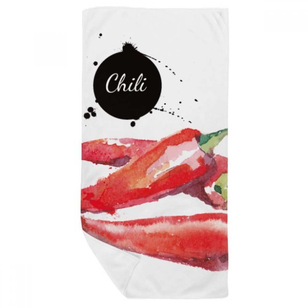 Serviette de bain motif piment aquarelle 35x70 cm multicolore en coton doux