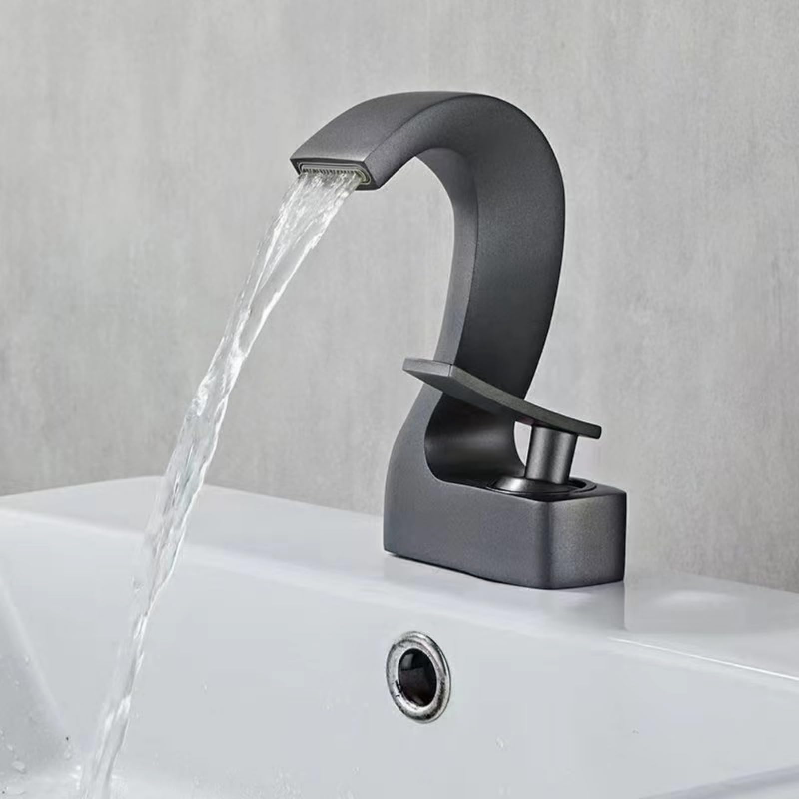 JNTFNE Sink Faucet Bathroom Hot and Cold Gold Single Lever Basin Water Mixer Tap Brass White (gray)