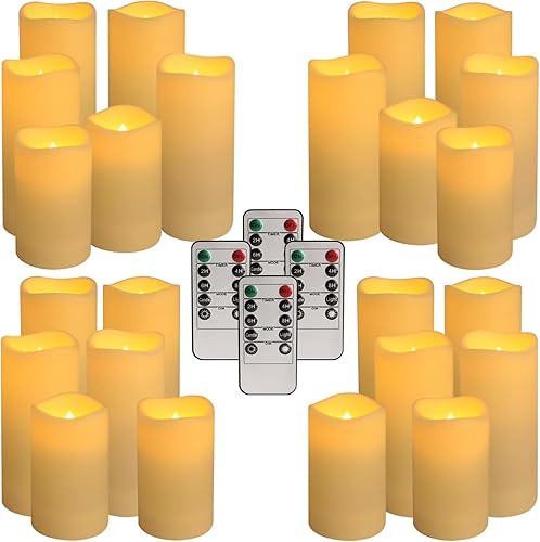 Miniatura 7 de Enpornk Juego de 24 velas LED sin llama (2.2 pulgadas de profundidad x 4 pulgadas de alto, 5 pulgadas y 6 pulgadas), impermeables, para interiores y