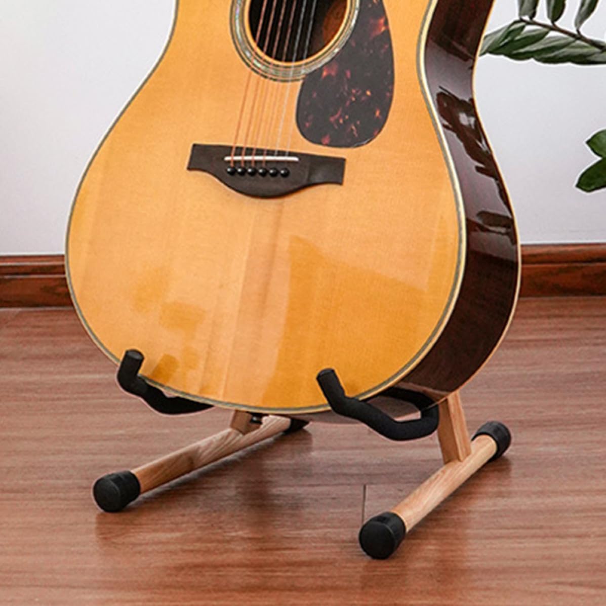 Mikikit Soporte para Guitarra Acústica Madera Marrón Estructura Plegable en Forma , Estable y Resistente para Músicos Ukulele y Violín