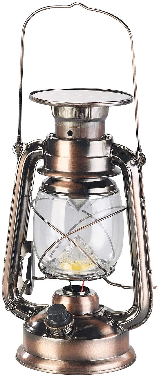 Lunartec Solar-Laterne LED: 4er-Set helle Solar-LED-Sturmlampe, 200 lm, 3 W, warmweiß, Bronze (Hängelampe, Stalllaterne, Haken)