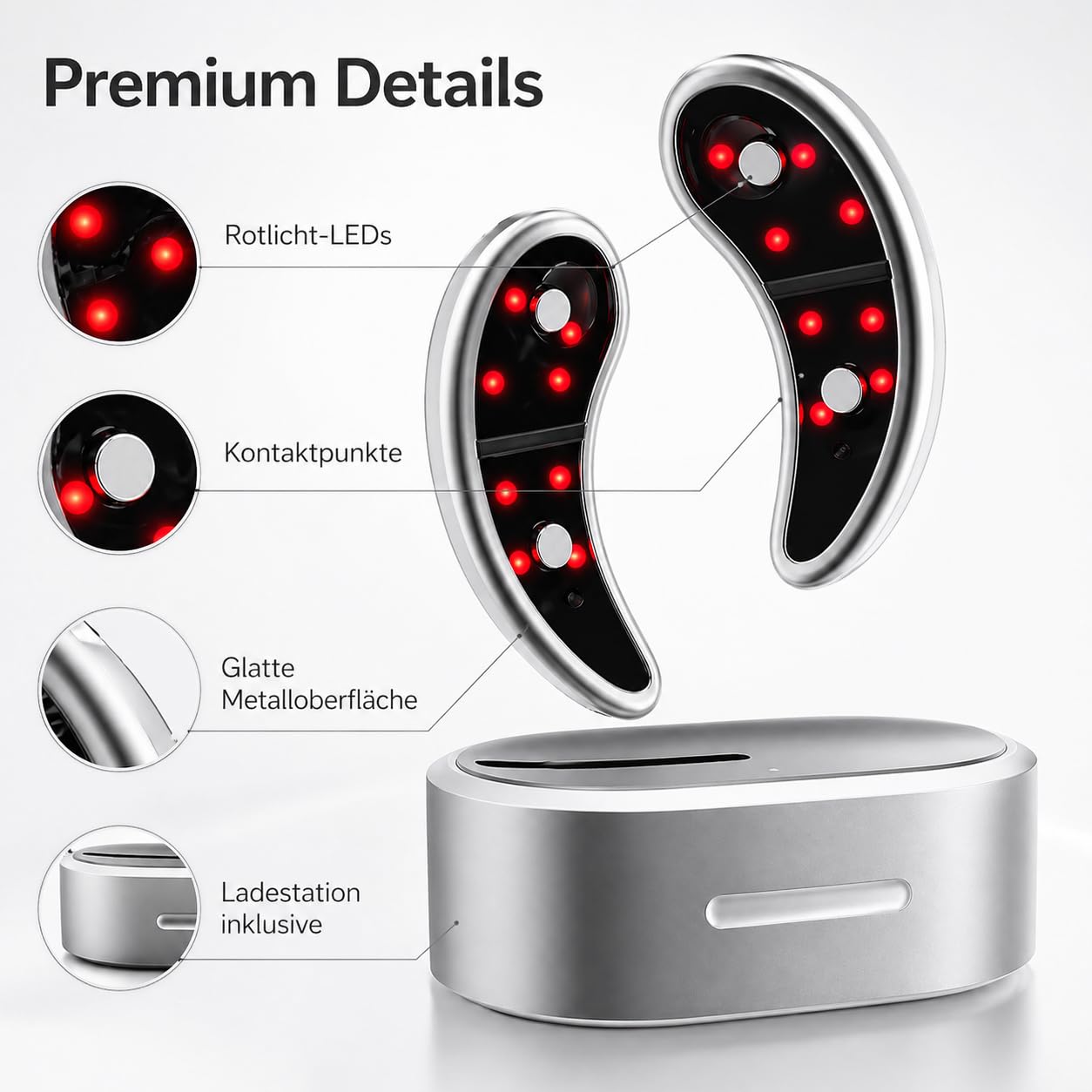 Augenmassagegerät mit Rotlicht Maske, Wärme, EMS Vibration, Elektrisches Eye Beauty Device gegen Augenringe, Tränensäcke & Falten, Leise Massage Maske für Augen, Wiederaufladbar