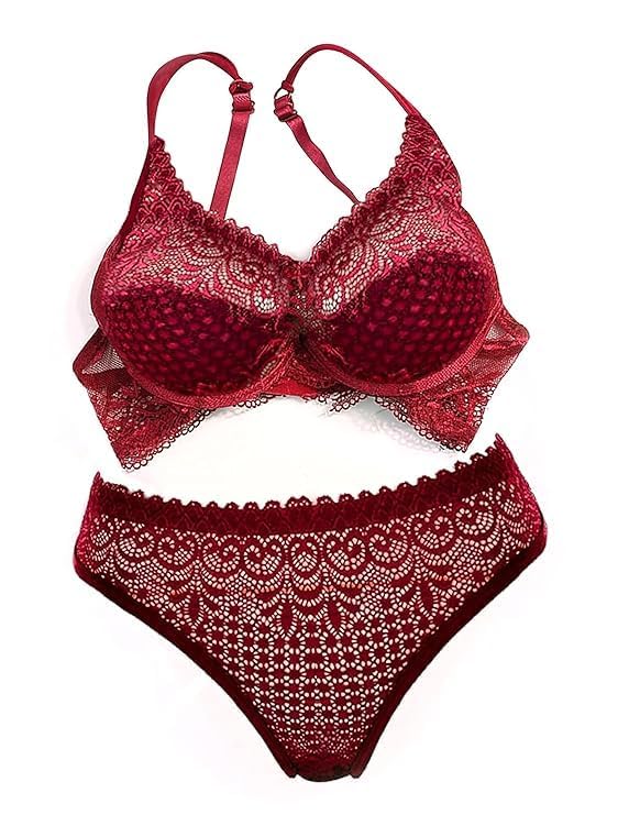Le Me Lis Women’s Elegant Lace Bra & Panty Set | Soft Non-Padded Lingerie Combo | Comfortable Innerwear-picture-22