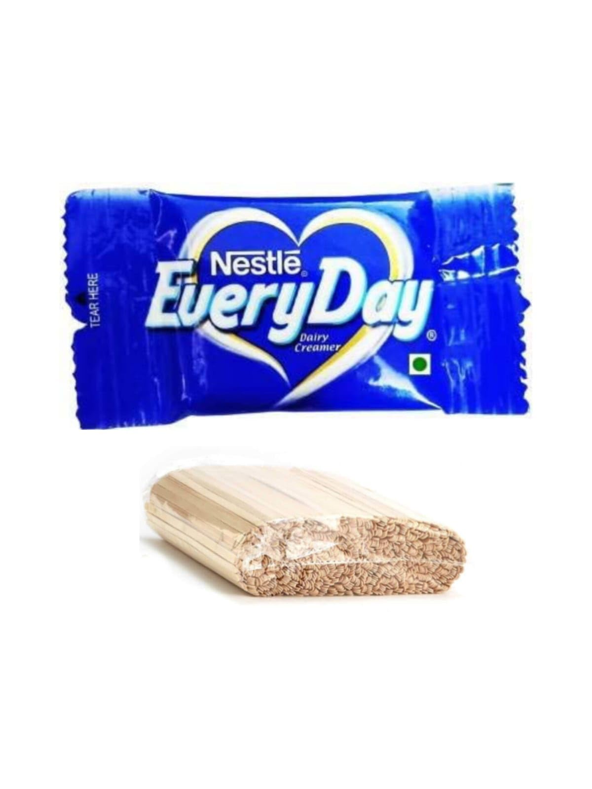 Nes-tle Everyday Dairy Creamer Milk 3 Gram Sachet 150 Pcs With 100 Pcs Wooden Stirrers | Milk Pouch | Low Fat Milk Powder (B09RH8WV4D) Amazon Price History, Amazon Price Tracker