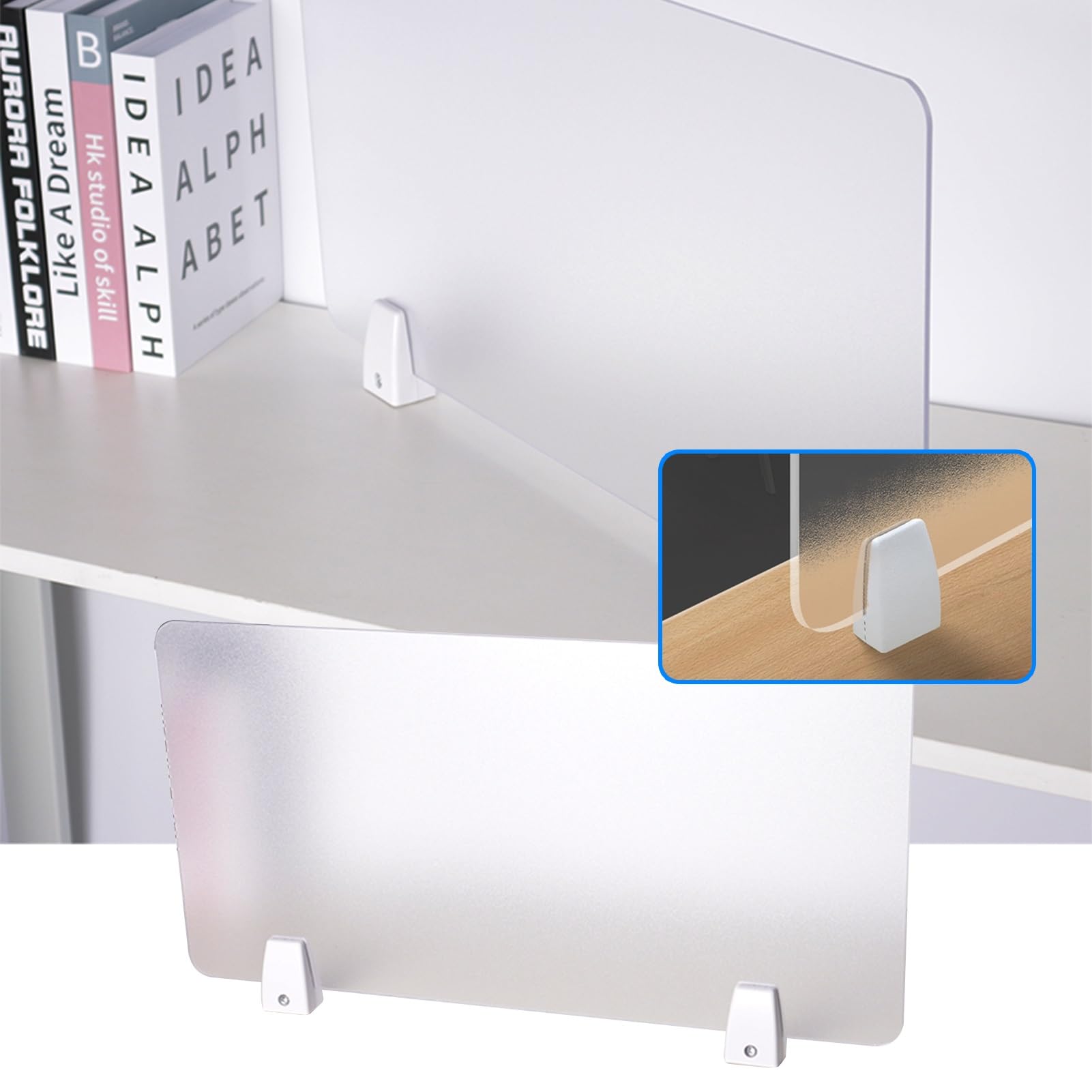 LWJSOCP Frosted Acrylic Desk Dividers Office Partitions Privacy Shield with Clamps for Table Top Workstation Home & Office Divider (50x40cm/19.7x15.7in)