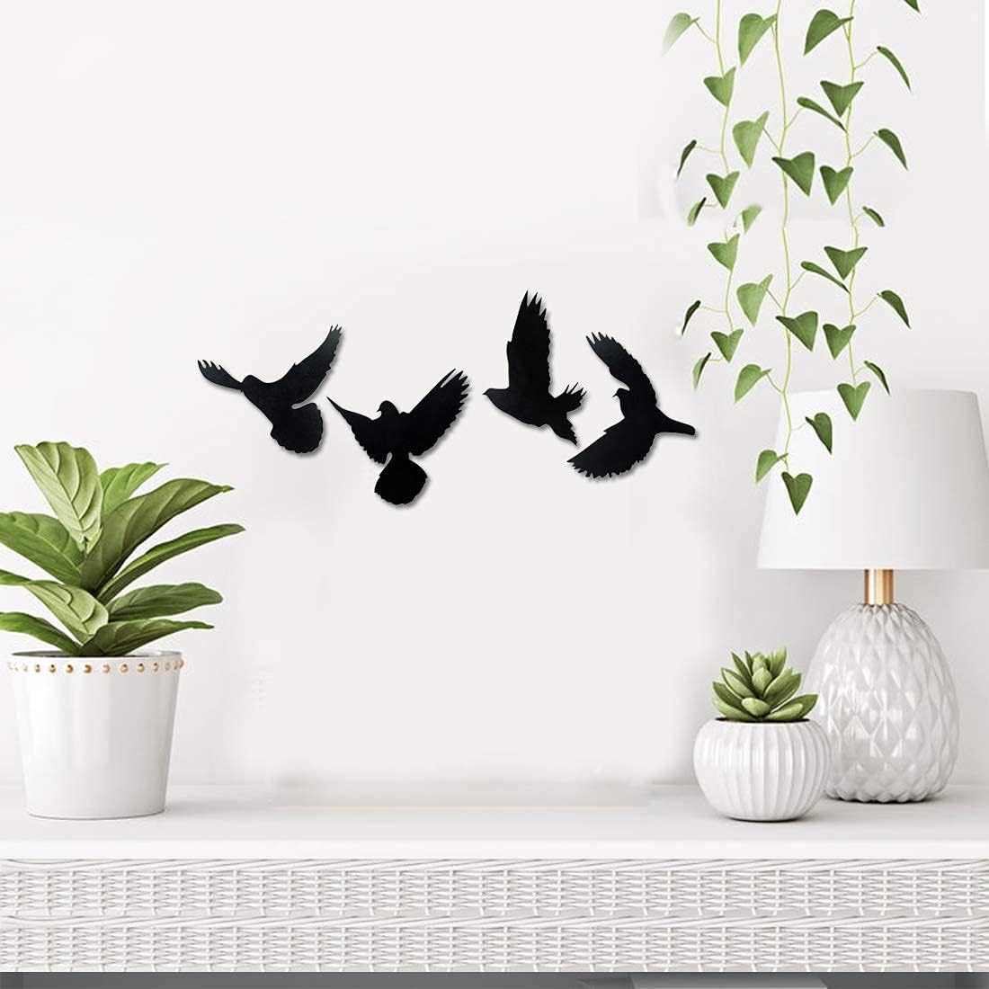 Sehaz Artworks bedroom decoration items | Room decor items | bedroom wall decor | 4 Flying Birds Plaque Sign - Black
