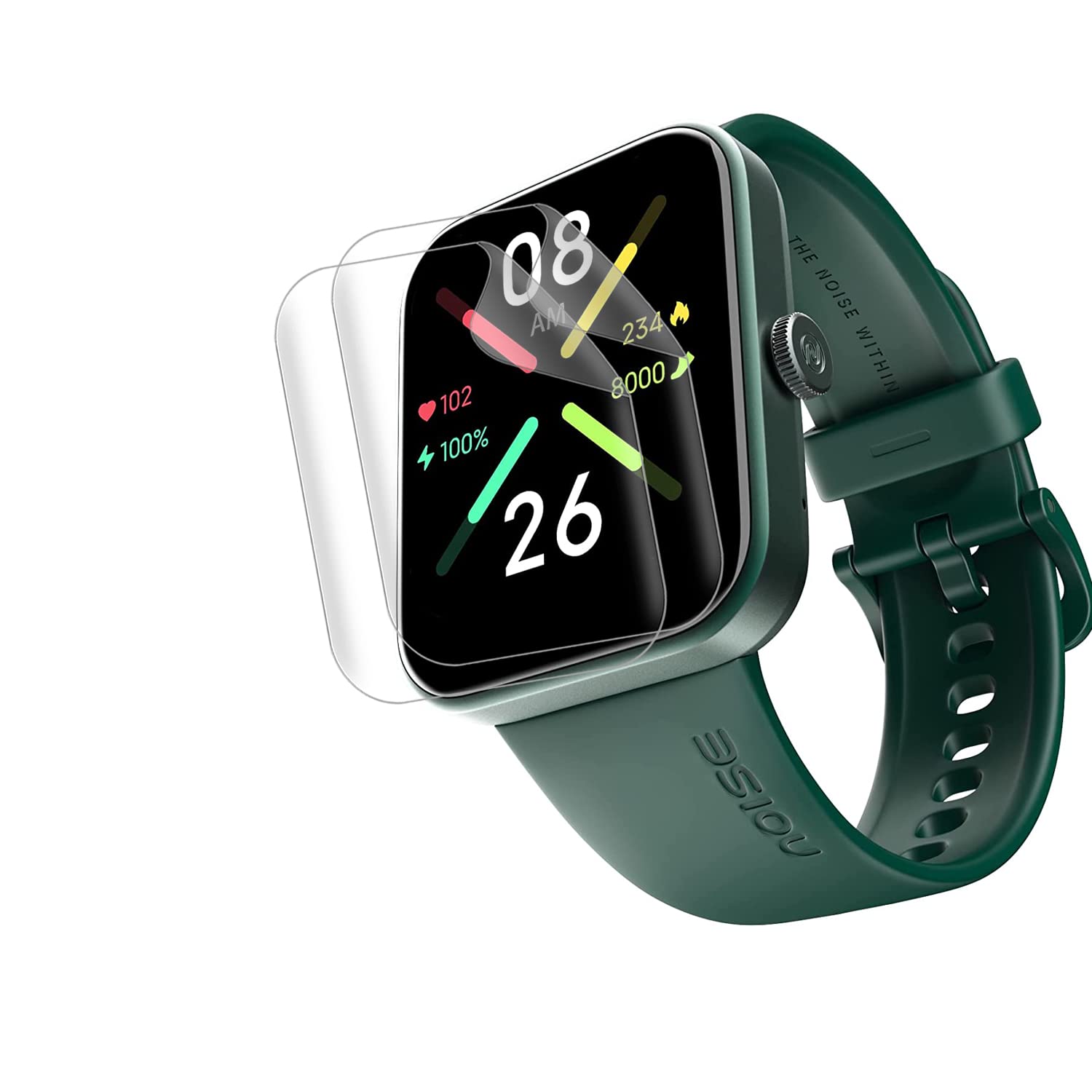 SAEMPIRE Tempered Glass Screen Guard Screen Protector Compatible For Noise Pulse Go Buzz 1.69" Smart Watch (Pack Of 2 Pc) -Flexible TPU