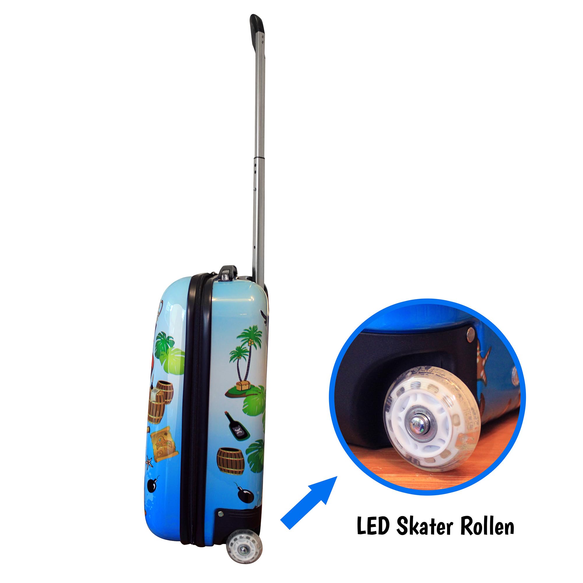 Karry Kinder Kinderkoffer Koffer Reisekoffer Trolley Hartschalen Handgepäck Jungs LED Skater Rollen Pirates Piraten 819