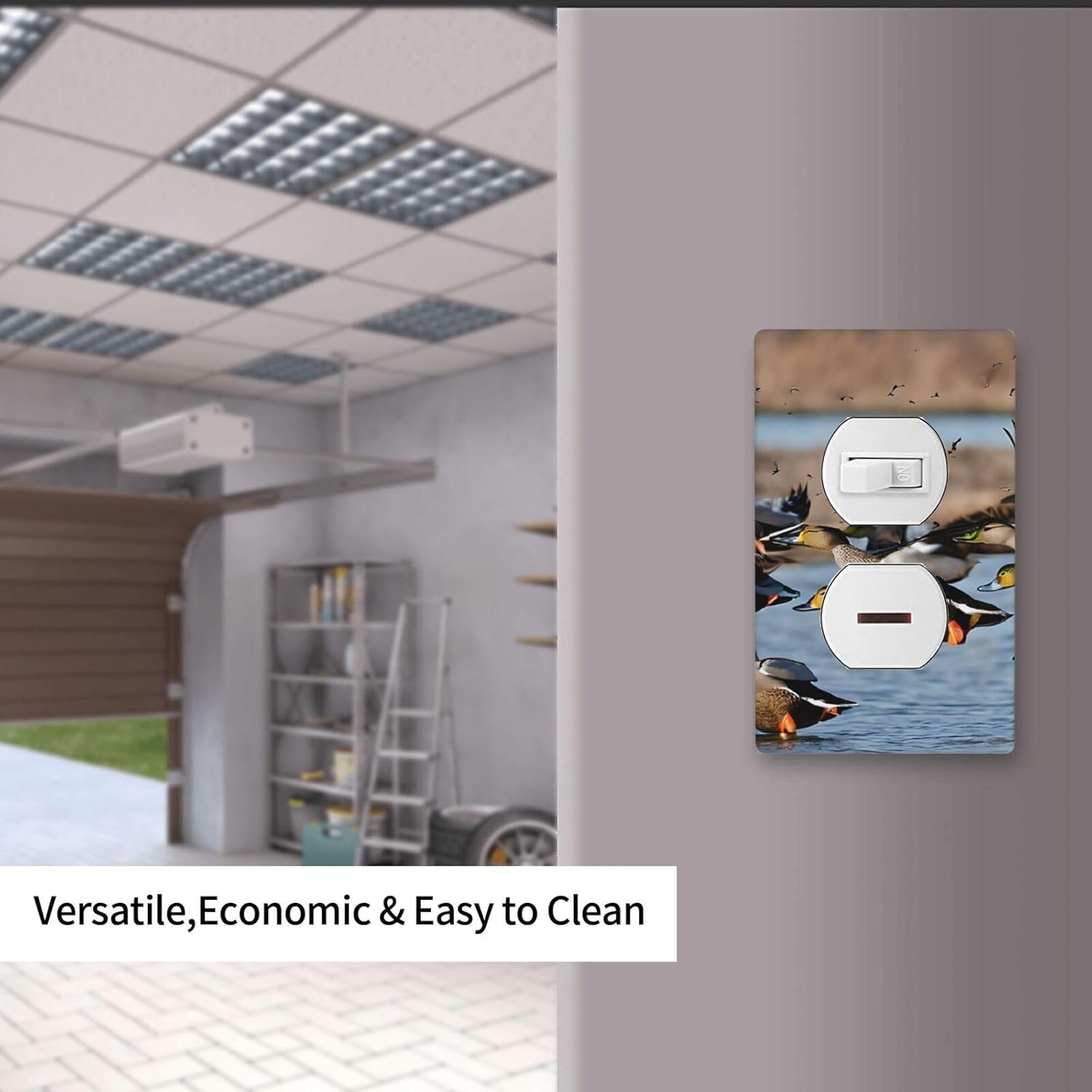 3 PCS Print Light Switch Plate Covers Aesthetic Decorative Unique 1 Gang Duplex Receptacle Wall Plates for Electrical Outlets Room/Office Decor, mallard ducks