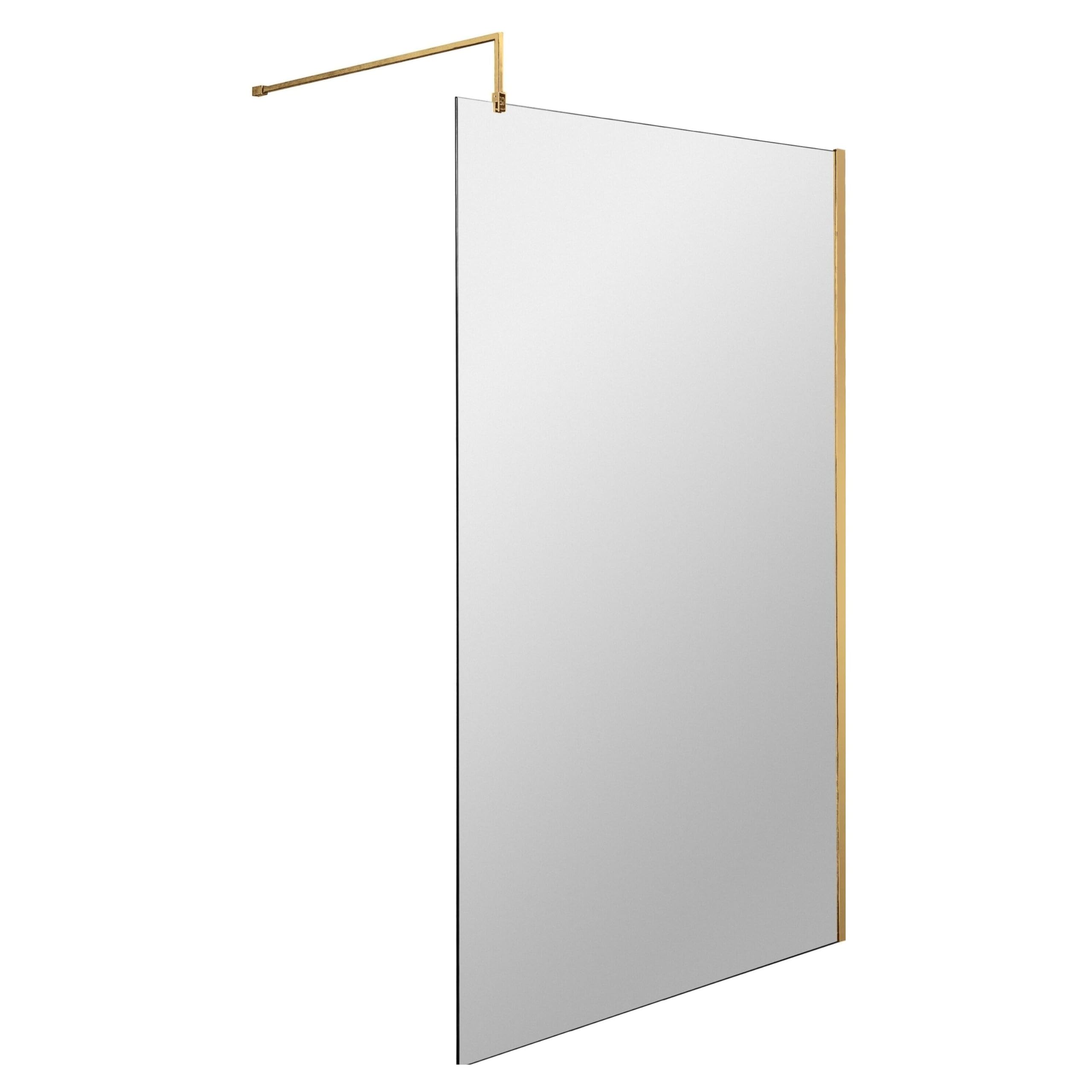 Balterley 8mm Safety Glass Shower Screen & Support Bar 1000x1850mm Brushed Brass