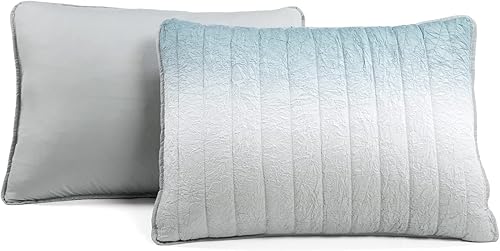 Miniatura 7 de Lush Decor Crinkle Ombre - Juego de edredón de 3 piezas, tamaño matrimonialqueen, azul y gris