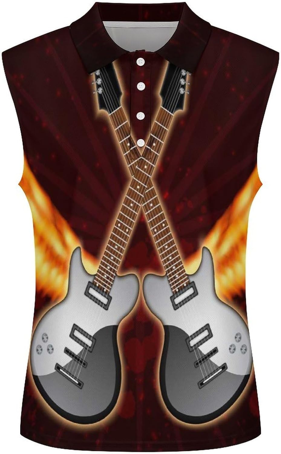 Fire Electronic Guitar Women's Golf Shirt Sleeveless Polo Shirts Tank Tops Blouses Tennis T-Shirts Casual