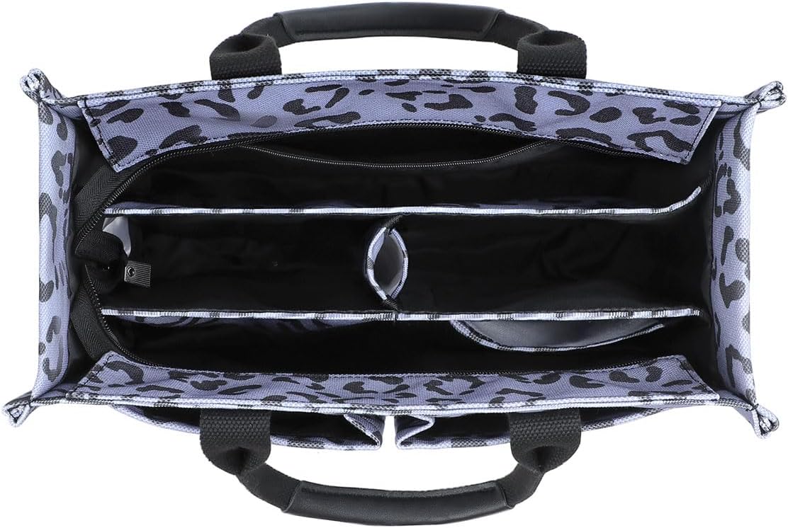 FIORETTO Canvas Tote Bag for Women with Zipper Closure & Individual Compartments for Work College for Teacher & Nurse - Image 2