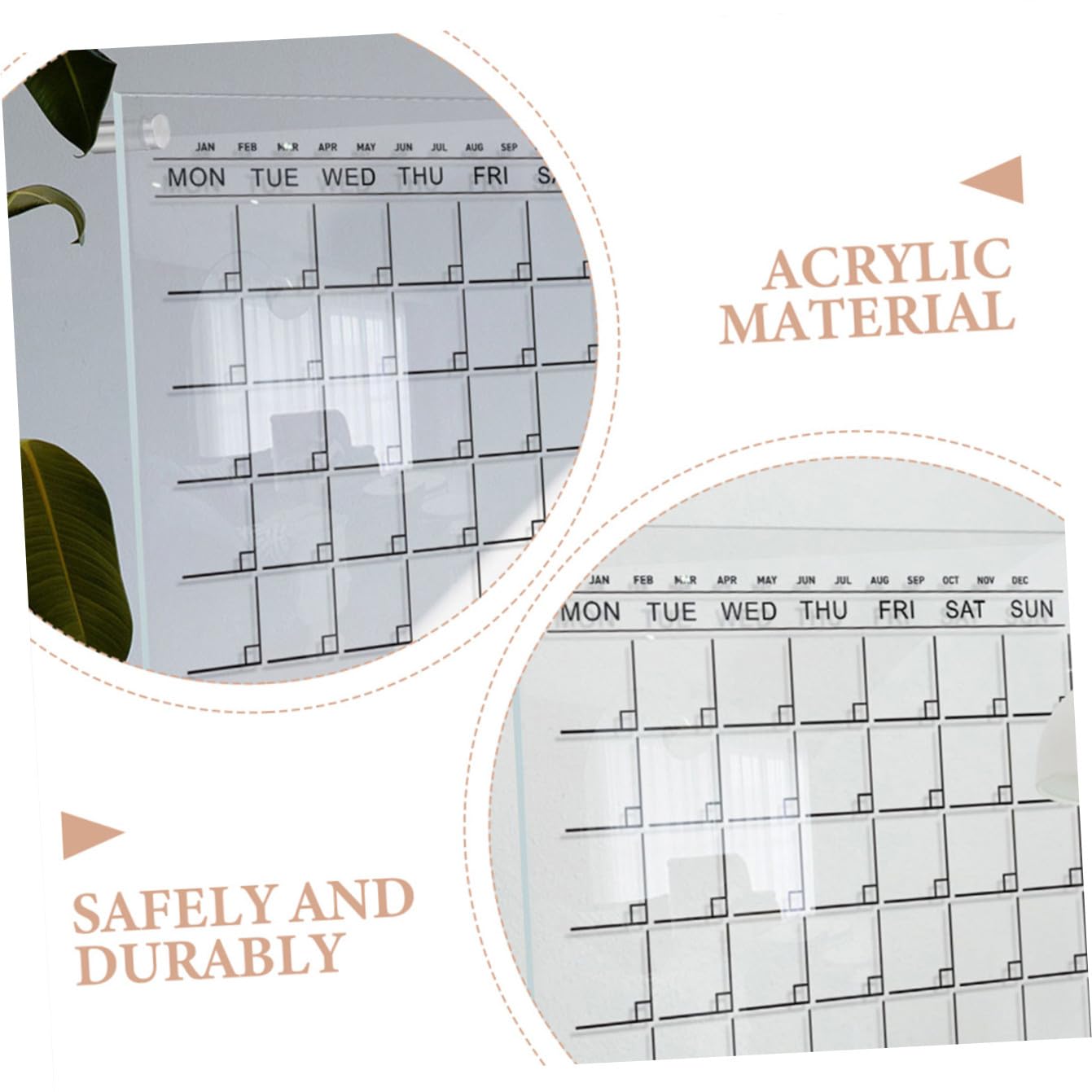 Tableau Calendrier Mural en Acrylique Transparent, 1 Set