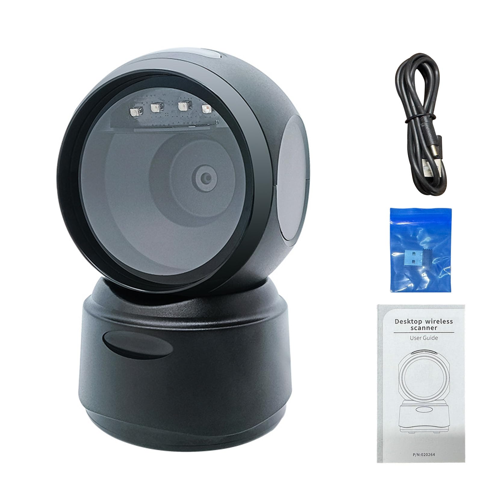 SIXRUN Scanner di Codici a Barre Wireless, Lettore di Decodifica Veloce a Mani Libere con Luce LED per Vendita Al Dettaglio e Magazzino