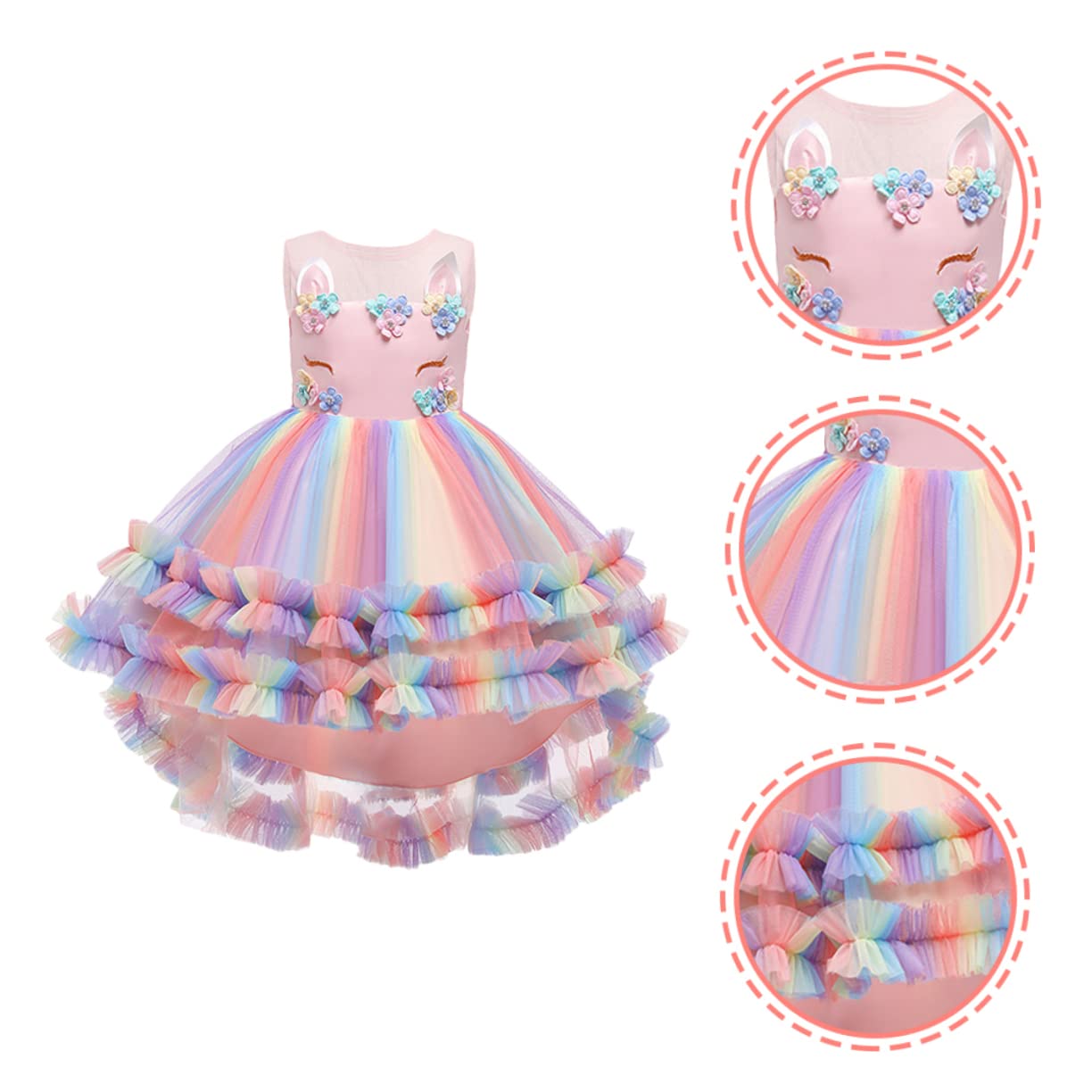 LIFKOME tutù Gonna di Garza per Bambini Costume Cosplay per Feste Abito di Tulle Sottoveste Abito da Festa di Compleanno Vestito di Paillettes per Le Ragazze Cosplay Cotone Rosa