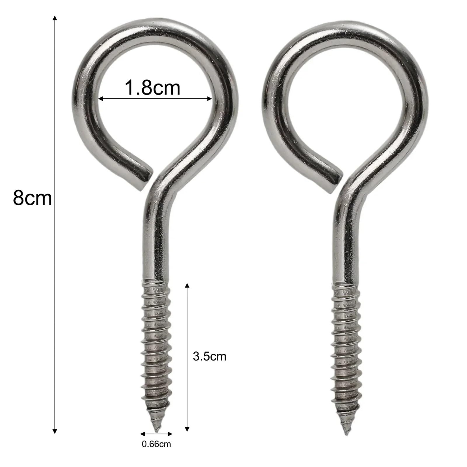Crochet A Visser Grandes vis à œil en acier inoxydable, robuste, boulon crochet, oeillet autotaraudeur, suspension solide(M6x80,20PCS)
