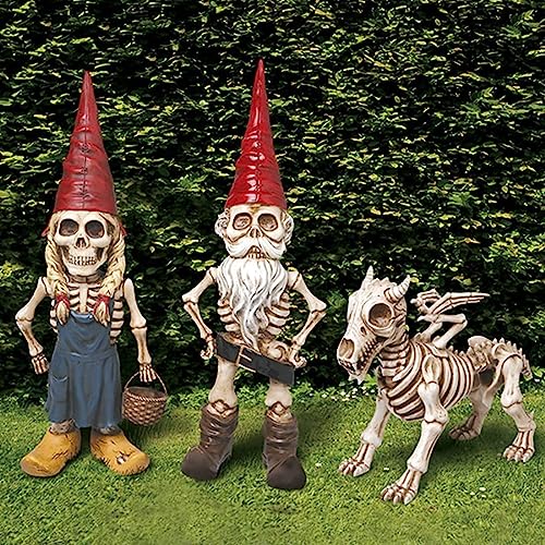 brableewear Skeleton Garden Gnomes Statue Zombie Gnome Sculptures Resin Dwarf Figurines Horror...