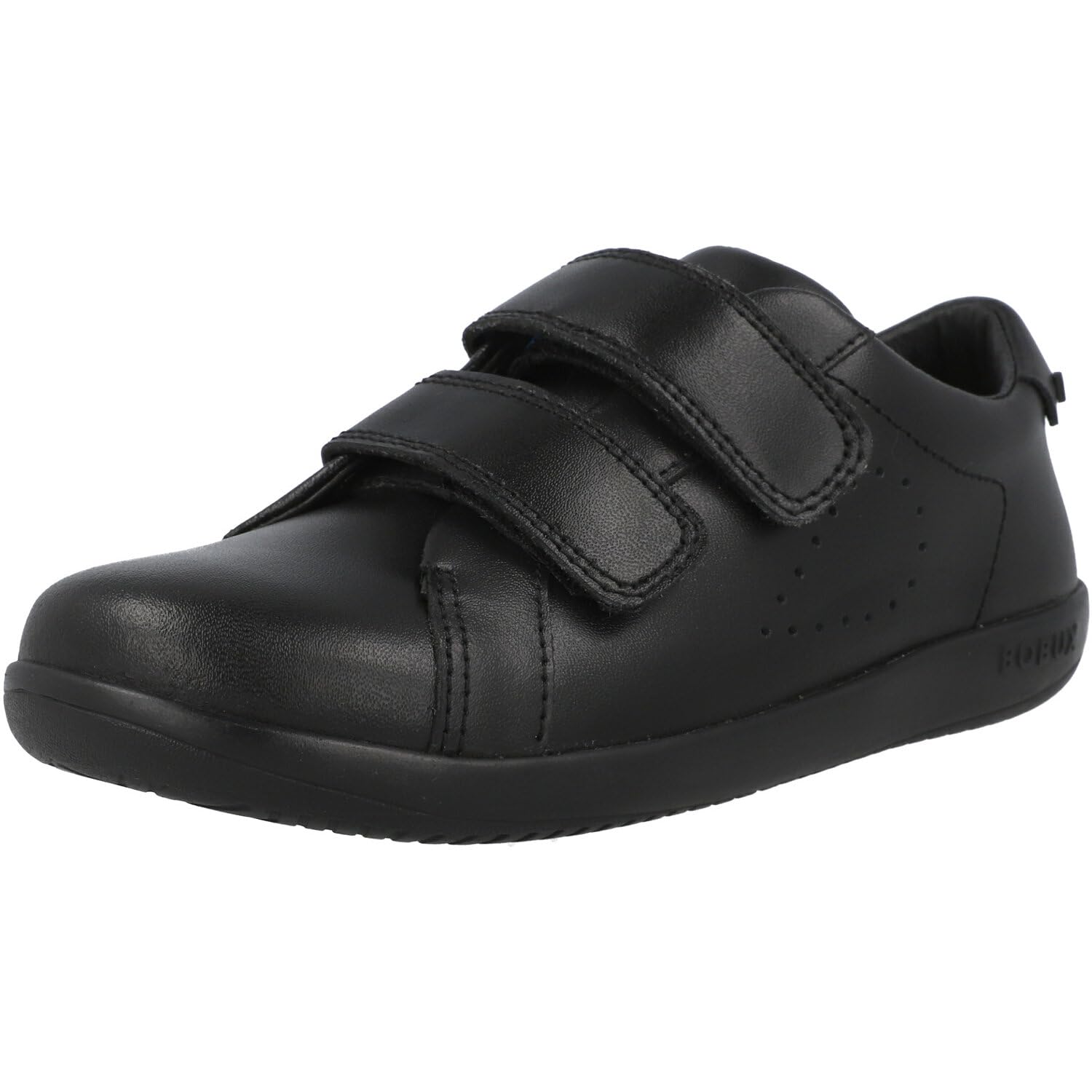 BobuxKid+ Bound Black Leather School Shoes with Adjustable Straps and Rubber Sole