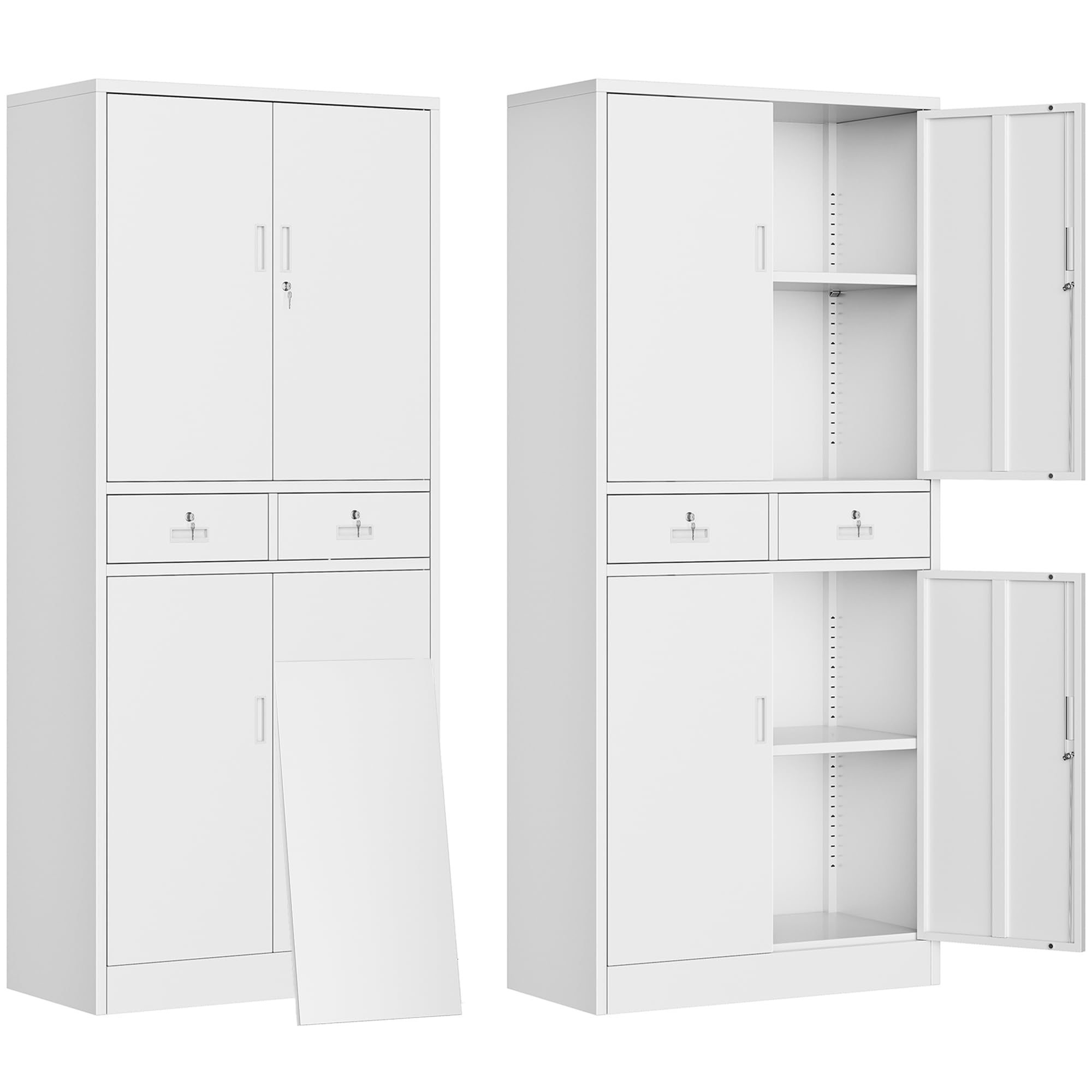 CJF Metal Storage Cabinet with Adjustable Shelves and Drawers