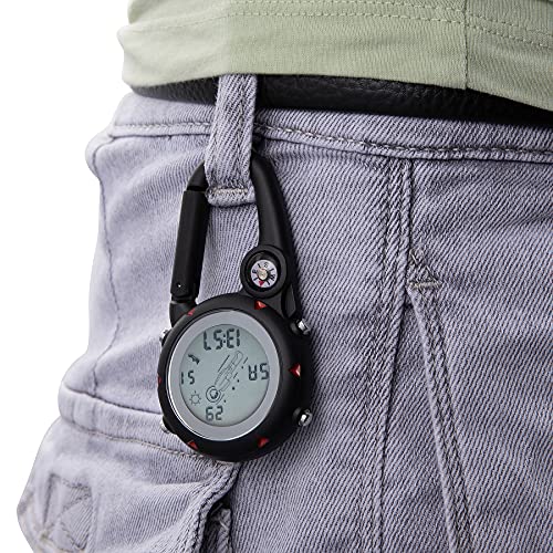 Image of JewelryWe Men Women Digital Clip Watch Mini Microlight Backpack Buckle Belt fob Watches for Rock Climbing Doctors Nurses Chefs for Mother's Day