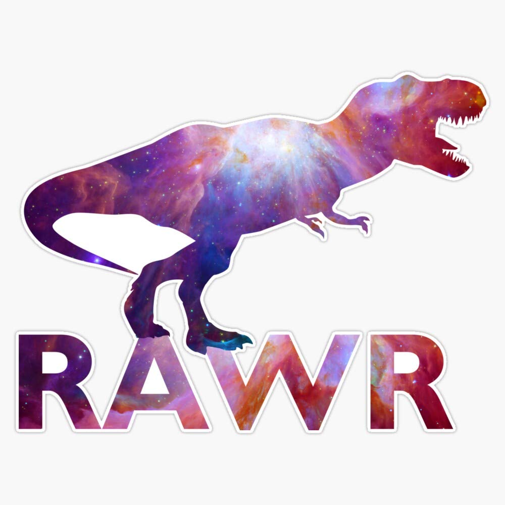 Space T-Rex Dinosaur, Blue and Red Vinyl Waterproof Sticker Decal Car Laptop Wall Window Bumper Sticker 5"