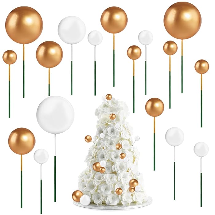 Buy 66pcs Balls Cake Topper Foam Ball Cake Picks Mini Balloons Cake Toppers Cupcake Pearl Ball