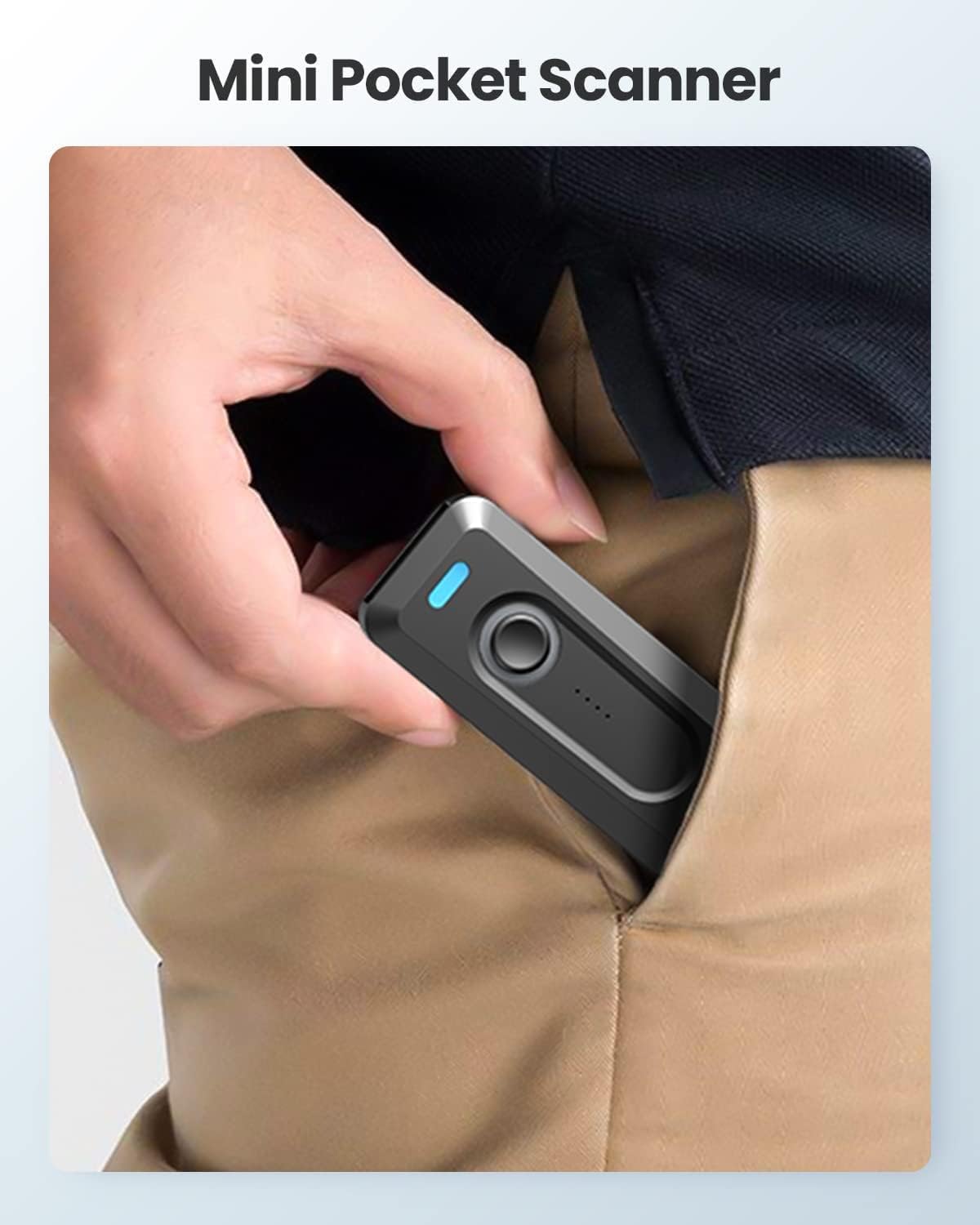 Eyoyo 2D QR Bluetooth escáner de código de Barras inalámbrico con Clip, batería de 2000mAh con indicador de Nivel, Lector de código de Barras Mini portátil para el inventario de Libros