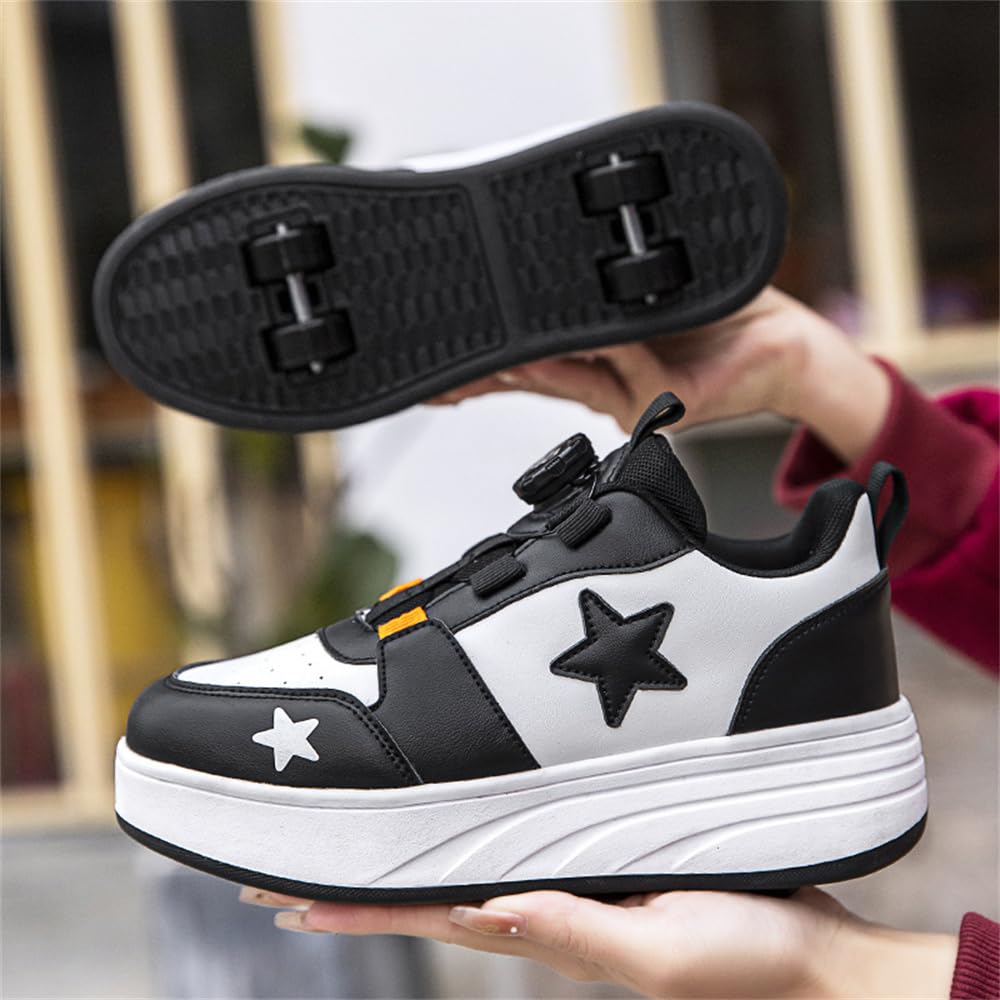 Mateju Zapatos con Ruedas para Niños y Niñas, Patines Estrella Moda con 4 Ruedas Retráctil, Zapatillas Deportivas al Aire Libre Zapatillas de Skateboarding 2 en 1 Multiusos