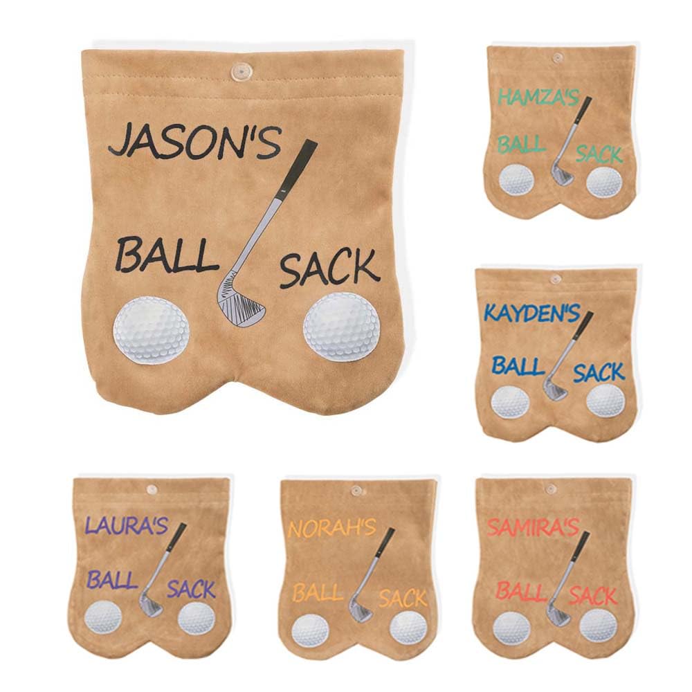 Custom Name Funny Flannel Golf Ball Bag Personalised Golf Accessories Gifts for Men Father Husband