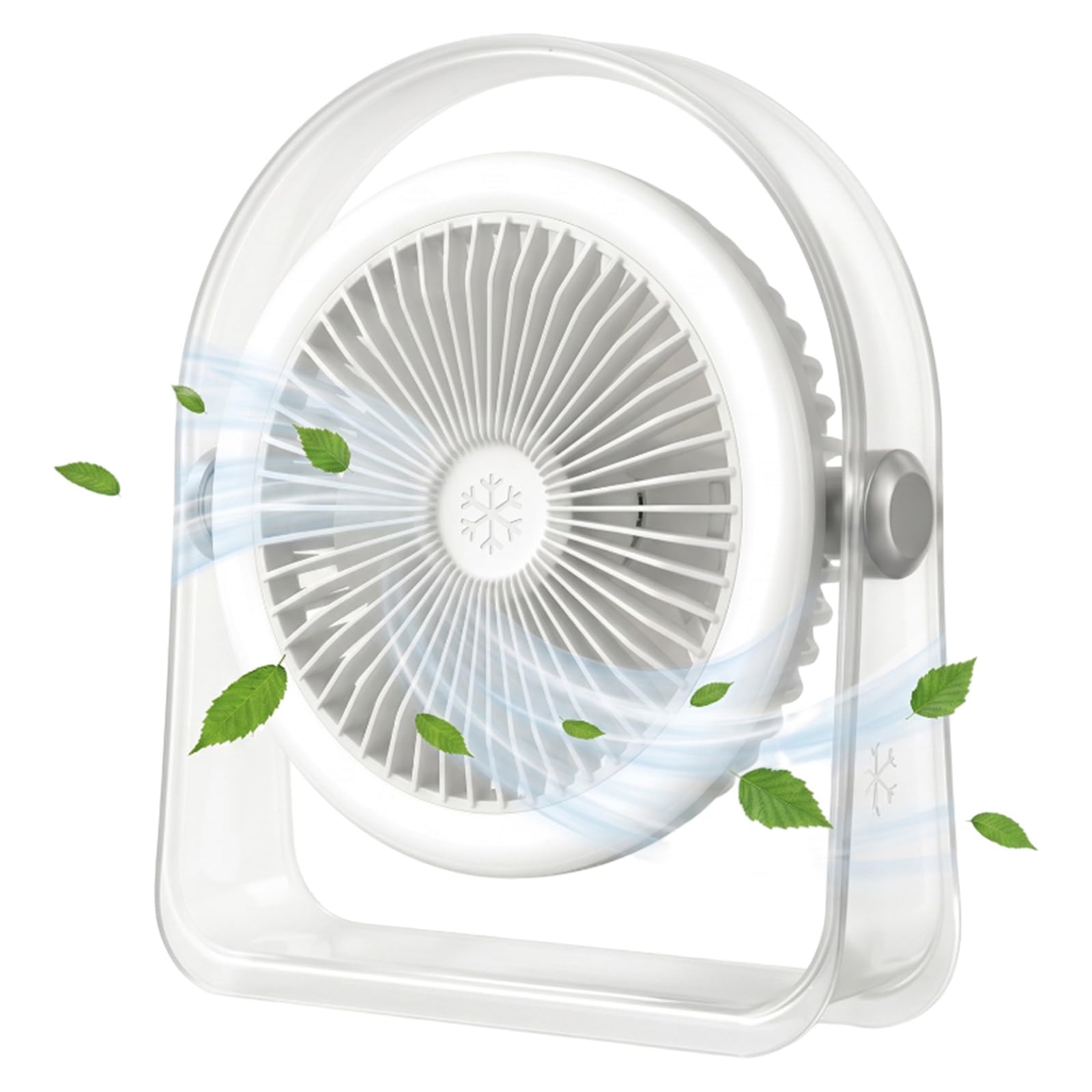 MU LIN Ventilatore da Tavolo Senza Fili con Luce LED, Ventilatore da Tavolo USB Ricaricabile e Silenzioso a 3 Velocità, Inclinazione 360°, Batteria 1200mAh, Ventilatore USB per Ufficio, Casa, Viaggi