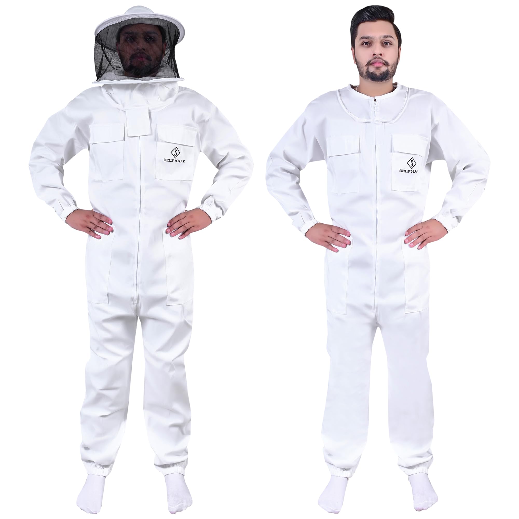 Bee Suit – Vêtement d'apiculteur professionnel complet en polycoton pour homme et femme (Voile rond, XXL)